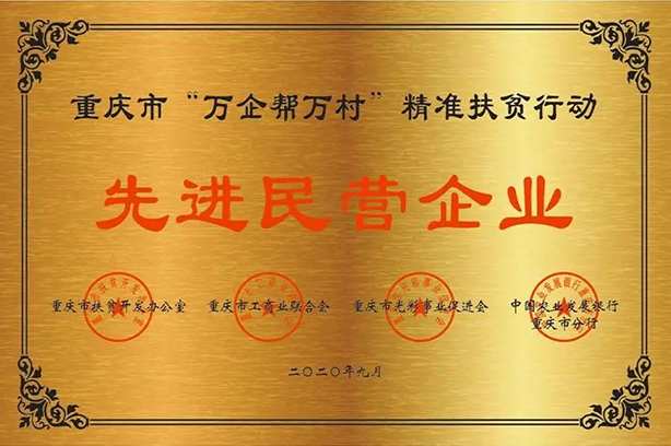 Three Gorges Cable won the title of advanced private enterprise in Chongqing ‘Ten Thousand Enterprises Help Villages’ Precision Poverty Alleviation Action